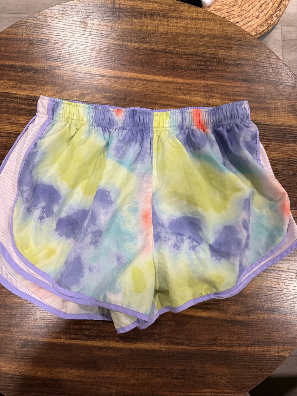 Nike Women's Pastel Tie-Dye Athletic Shorts - Lavender, Yellow, Blue